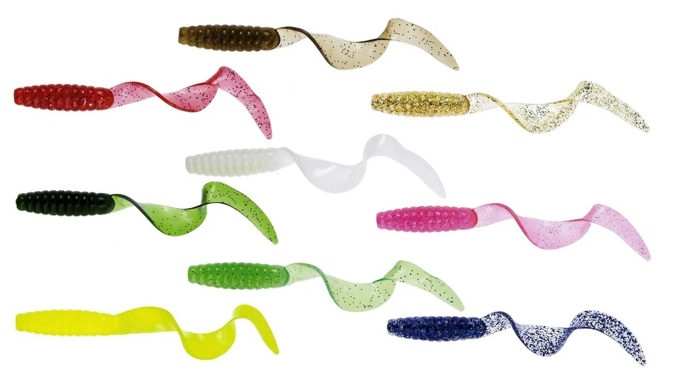 Jenzi Mini Twister Set 18 Stück 9 Farben wählbar in 2, 3, 4cm Forelle, Barsch - Bild 1 von 1