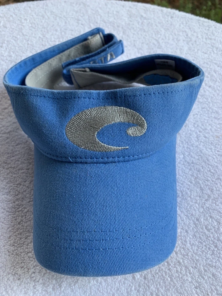 Visera Costa Del Mar para mujer azul agua blanco bordado logotipo tirantes algodón Foto 1 de 4