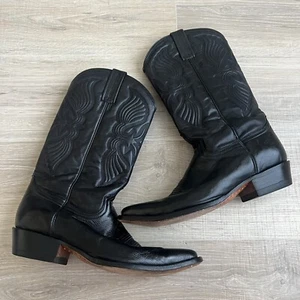 Rancho Boots Black Leather Western Cowboy Boots Sz 29.5 EE US Sz 11 - Picture 1 of 8