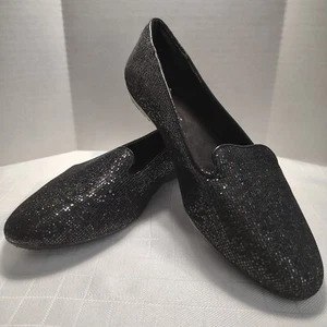 It's OK shoes Womens size 13M Black flat loafer Sparkle Slip-on Flexible outsole - Picture 1 of 9