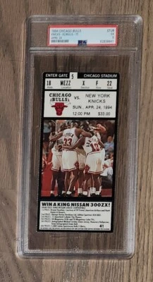 April 24, 1994 Knicks 92 Ewing - Bulls 76 Pippen LAST Chicago Stadium PSA Ticket - Image 1 of 2