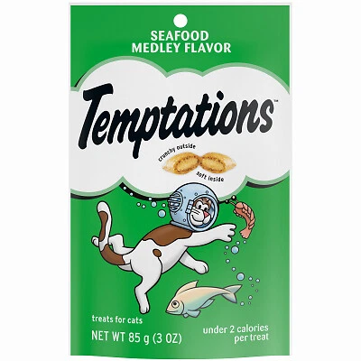 Whiskas E7012203 Temptations golosinas para gatos, mezcla de mariscos, 3 oz. - Cantidad 12 Foto 1 de 2