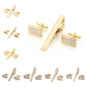 Men Metal Tie Bar Clip Cufflink Set Necktie Wedding Party Business Cuff Link  - Picture 1 of 10