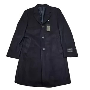 Lauren Ralph Lauren Cashmere Wool Overcoat Mens Small 36S Navy Blue Italian $495 - Picture 1 of 10