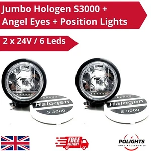 2 x Jumbo Hologen S3000 + Angel Eyes Led and Position Lights 24V Truck Trailer - Picture 1 of 6