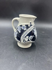 Vintage Stein German Pottery Trink Edlen Wein Aus Kuhlem Pitcher with Grapes - Picture 1 of 6
