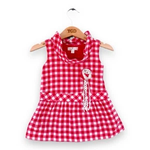 Sommerkleid Baby Mädchen rot weiß kariert 100 % Baumwolle Alter 0-6 Monate - Bild 1 von 2