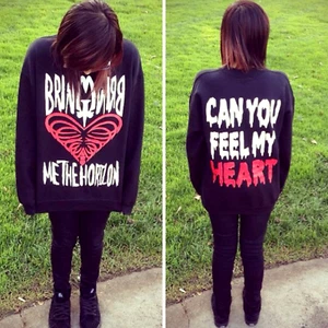 New Small Black Bring Me The Horizon Heart Sweater Crewnecks - Picture 1 of 1