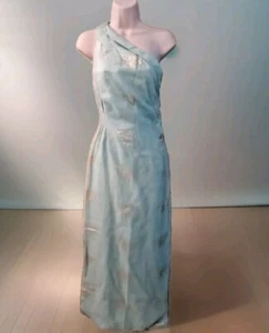 STUNNING VINTAGE Light Blue & Silver Asymmetrical Chiffon DRESS Party Formal xs - Picture 1 of 6