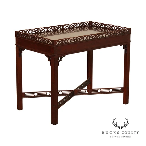 Kindel Winterthur Collection Carved Mahogany Fretwork Tea Table Cover