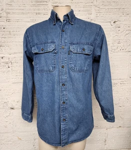 Key Men's Size M Blue Denim 100% Cotton Button Down Long Sleeve Shirt - Picture 1 of 7
