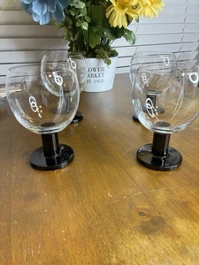 Set of 4 Vintage Crate & Barrel Viva Black Stem Grand Wine Glass Discontinued - Picture 1 of 9