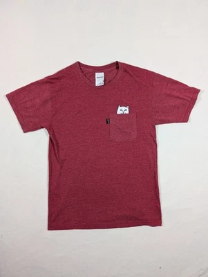 RIPNDIP Lord Nermal Small Burgundy Pocket Tee Cat Flipping You Off TSHIRT Finger - Image 1 of 4
