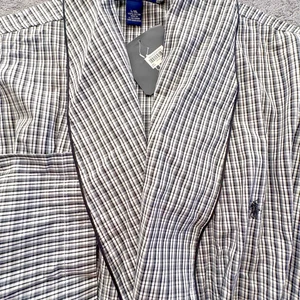 Polo Ralph Lauren Morgenmantel Herren L/XL grau kariert Nachtwäsche Gürtel Schalkragen Lounge - Bild 1 von 22
