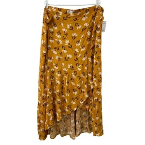 Sonoma NWT Womens Size 3X Gold Floral Tiered Hi-Low Wrap Maxi Skirt Boho Cottage - Picture 1 of 6