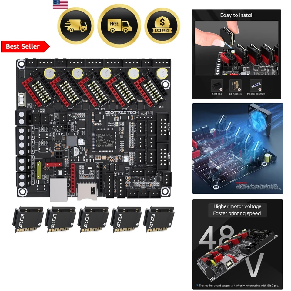Control Board for 3D Printer EZ Drivers Support LCD Touch Screen SKR 3 EZ - Image 1 of 4