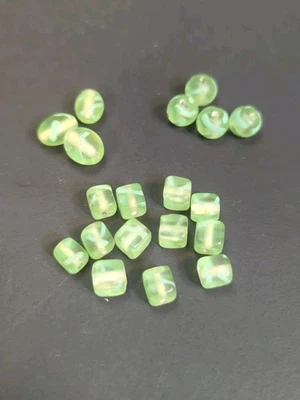 Painted Glass Beads Iridescent Green 8mm, 13mm, 6mm - Image 1 of 4