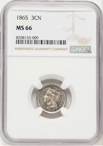 1865 3CN Three Cent Nickel NGC MS66 (769374001) - Bild 1 von 2