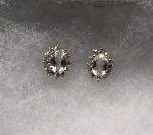 Pendientes perforados de topacio blanco genuino Holsted Jewelers con bolsa de terciopelo NUEVO - Imagen 1 de 4