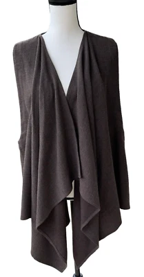 Eskandar Size 0 (XS) Women's Brown Woven Virgin Wool Lagenlook Cardigan Vest - Image 1 of 4