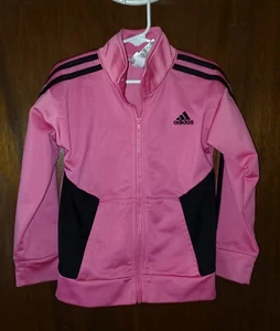 Adidas Pink Black Full Zip Jacket Sz 4 - Picture 1 of 3