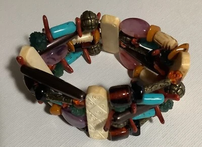 Encantadora Pulsera Multi Fila Cuentas Elástica 5 Filas de Cuentas Surtidas  Foto 1 de 4