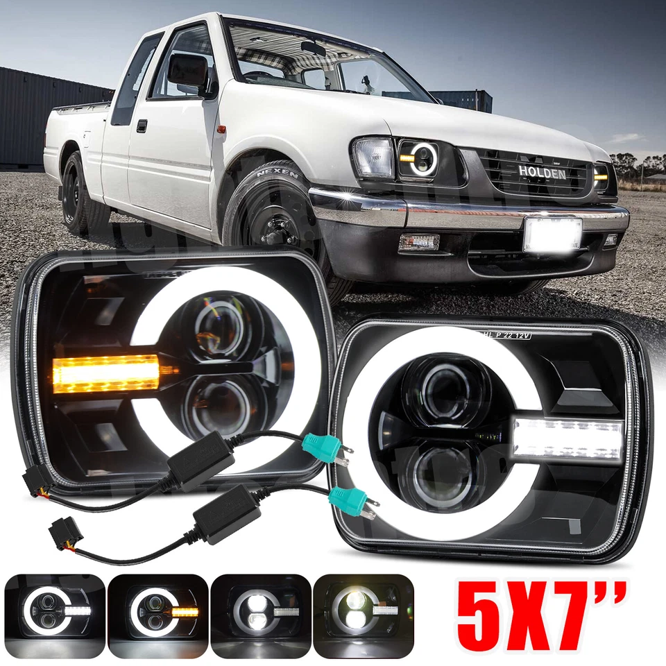 Pair 5x7" 7x6" LED Headlights DRL HI/LO w/Adapters For Holden Rodeo 1998-2003 - image 1 of 4