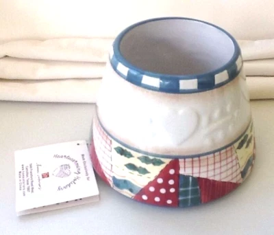 HOME INTERIORS Candle Jar SHADE/Topper, HEARTWARMING HOLIDAYS, Blue/White, NEW - Image 1 of 3