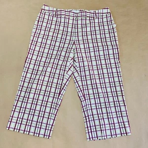 Lizgolf Audra Plaid Capri Cropped Pants Green Purple Pink Size 14 NWT - Picture 1 of 11