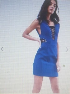 Mini Vestido ASOS Talla 10 Azul Frontal Con Cordones Laterales Cordones Detalles en Contraste  - Imagen 1 de 11