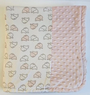 Blankets & Beyond Pink & Gray Elephant minky dot baby blanket Lovey - Image 1 of 4