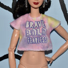 Barbie Short Sleeve Pink Purple Yellow White Brave Bold Fearless Belly Top Shirt