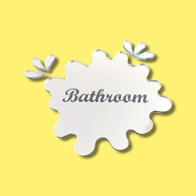 Гравированные акриловые зеркала в форме знака двери ванной лужи - различные размеры - Изображение 1 из 2