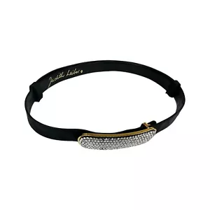 JUDITH LEIBER Belt Women Adjustable Black Satin Rhinestone Buckle Glam Hollywood - Picture 1 of 10