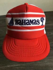 Sombrero a presión Bahamas años 80 de colección malla camionero recuerdo turístico velero rojo - Imagen 1 de 8
