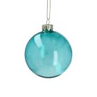 Gisela Graham Clear Turquoise Glass Bauble Hanging Christmas Tree Decoration