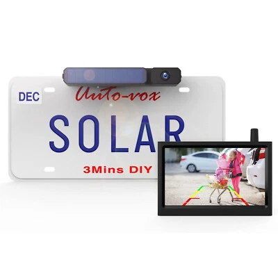 AUTO-VOX Solar Kabellos Funk Rückfahrkamera Set mit 5" HD  Monitor Einparkhilfe - Bild 1 von 4