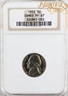 ~1953 NGC PF 67 Cameo Jefferson Nickel 5C Proof 67 PR Five Cents Coin (U32)~