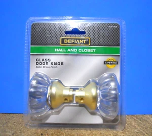 Defiant Hall and Closet Glass Door Knob 2-1/4" inch Satin Brass Finish 509 006 - Picture 1 of 5