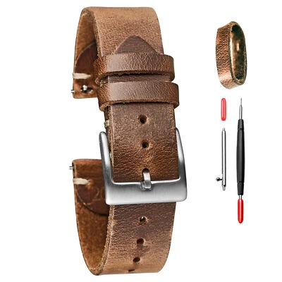 Horween Leather Watch Bands for Men 18 19 20 21 22mm Quick Release Strap - Image 1 of 4