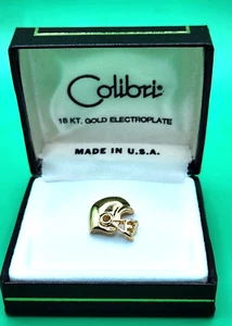 Vtg. New Colibri 18K Gold Electroplate Football Helmet Tie Tac w /Original Box - Picture 1 of 7