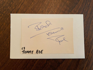 1969 TOMMY ROE LEGENDARY SINGER MUSIC SIGNED CUT ON INDEX CARD