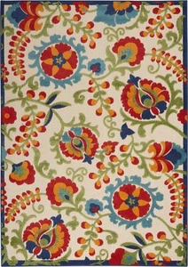 5' X 8' Green And Ivory Indoor Outdoor Area Rug - Picture 1 of 6