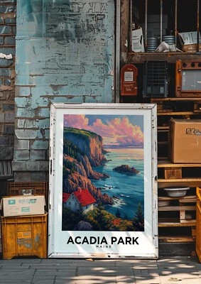 Acadia National Park Maine Travel Poster - National Park Wall Art, Home Decor - Image 1 of 4