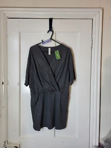 Grey Casual V-Neck Wrap Short Sleeve Nursing Maternity Blouse 2XL MAY582 - Picture 1 of 3