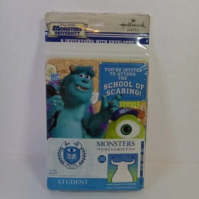 Nuevas invitaciones de fiesta de cumpleaños de identificación de estudiante universitario de monstruos de Disney (8) Foto 1 de 4