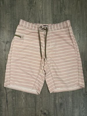 Patagonia Boardshorts Mens 34 Swim Trunks Pink/Salmon with White Stripes - Image 1 of 4