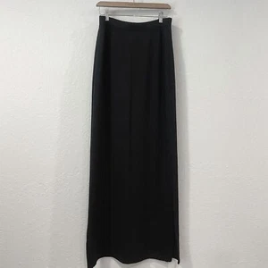 ~ St. John Caviar 12 Skirt Black Long Maxi Floor Side Slit Luxury Knit 14 16 XL - Picture 1 of 10