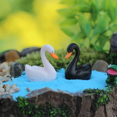 2 piezas Miniatura Cisnes Hadas Jardín Adorno Lindo Terrario Animales Decoraciones Foto 1 de 4
