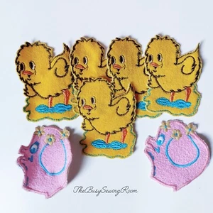 Vintage Fabric Badges, Terry Towelling, Ducks, Pigs, For Kids Clothes - Picture 1 of 1